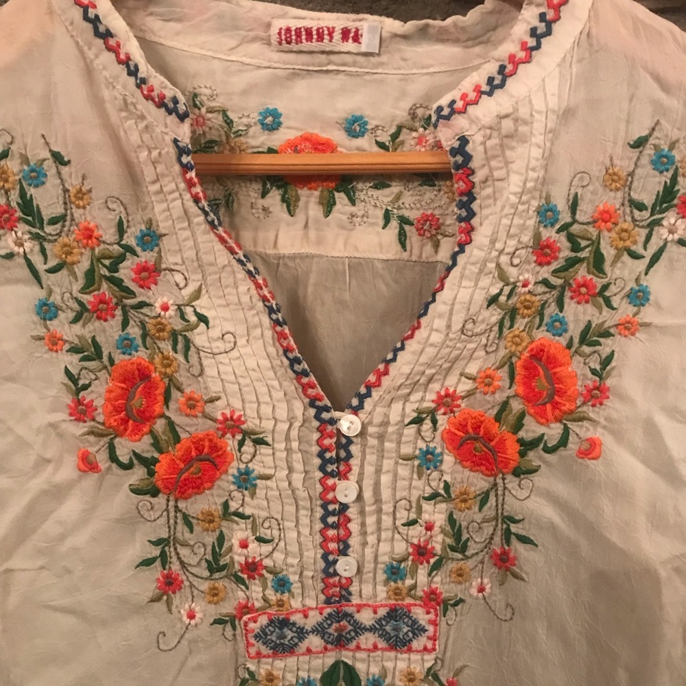 Embroidered silk tunic
